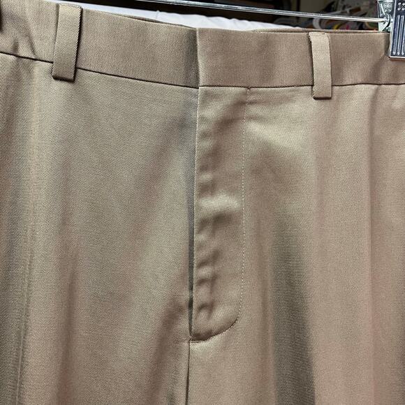 Axist Mens 33x30 Khaki No-Iron Premium Cotton Dress Pants Flat Front Pockets New - Picture 11 of 14